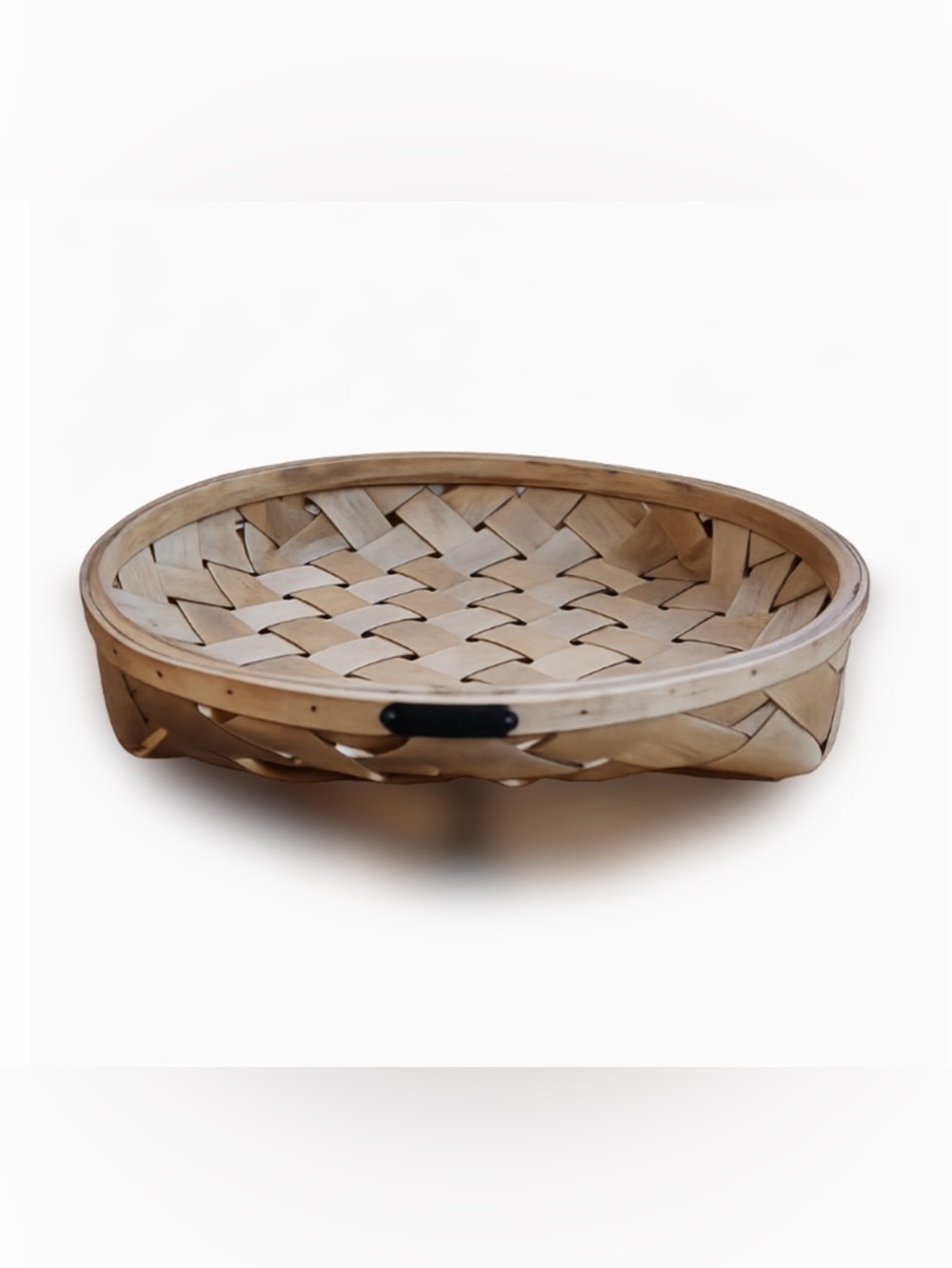 Magnolia Hearth & Hand Woven Wood Round Tray Tobacco Basket Wooden Poplar